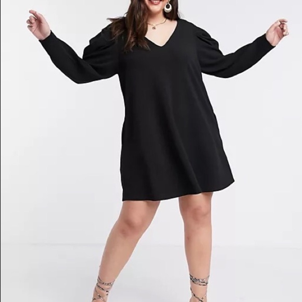 ASOS Design v-neck pleat shoulder dress - Picture 2 of 14
